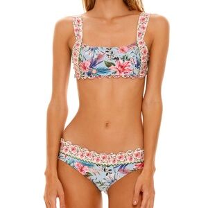 Agua Bendita Floral Bikini Top and bottom - Pink and Blue